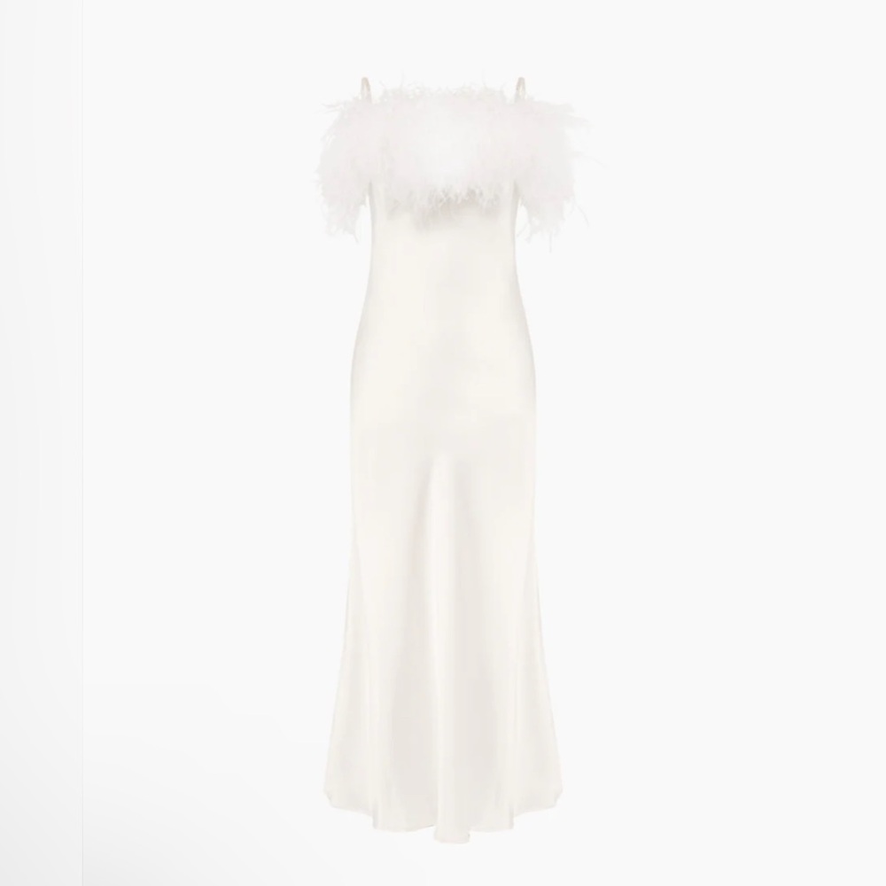 SLEEPER Boheme Slip Dress with Feathers NEW - Picture 12 of 16